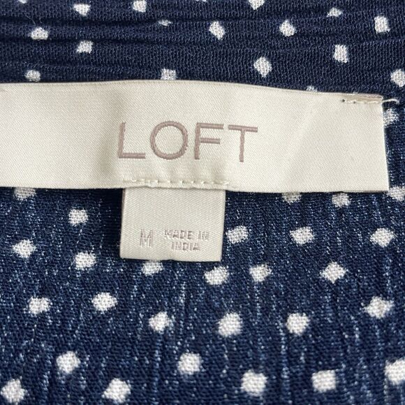 Loft Flutter Sleeve Top Navy Polka Dot Nautical Career Teacher-M - Picture 6 of 9